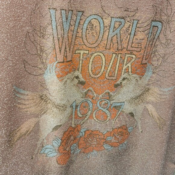 ALTAR'D STATE sparkling pink "World Tour 1987" graphic t-shirt. Size Large - Picture 6 of 6